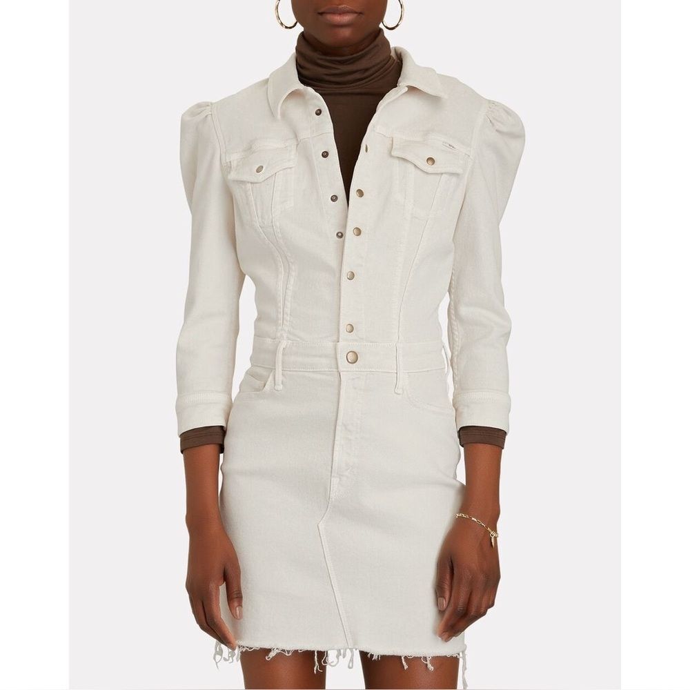 MOTHER Off-White Denim Mini Dress